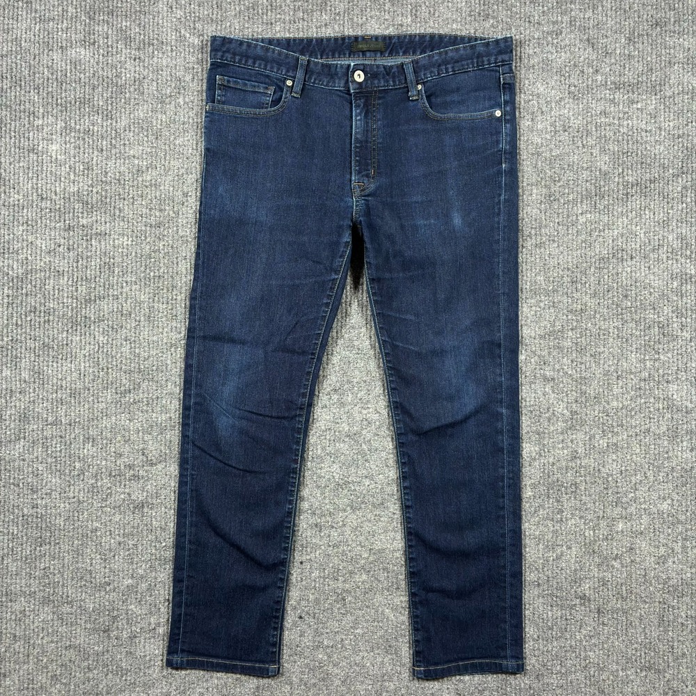 Uniqlo Mens Jeans Size 34x34 Dark Wash Denim Cotton Stretch Low Rise Casual
